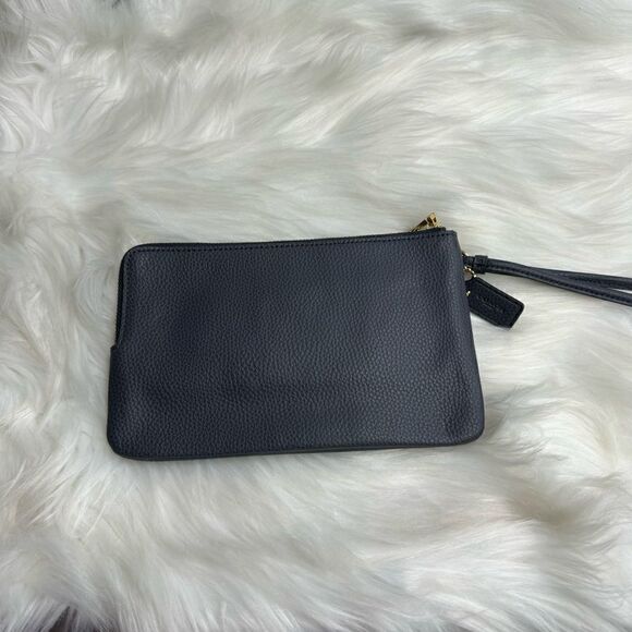Coach Double Zip Pebbled Leather Corner Zip Wristlet - Picture 3 of 9